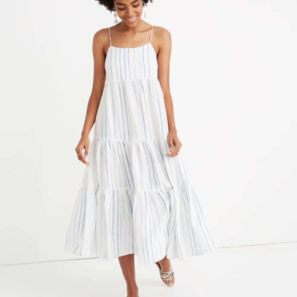 Madewell Petite Cami Tier Midi Dress in Stripe